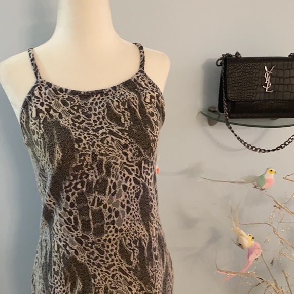 Ivtro Leopard Print Spaghetti women dress Gray& white colour round neck slim fit - Picture 6 of 7